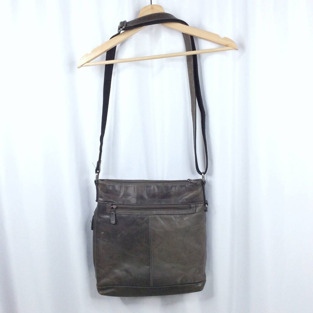 Jack Georges Voyager Olive Brown Leather Crossbody Shoulder Bag - Picture 5 of 16